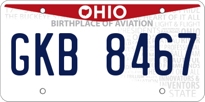 OH license plate GKB8467