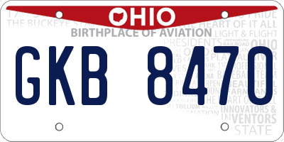 OH license plate GKB8470