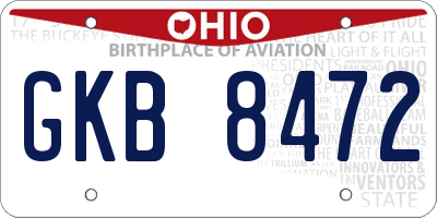 OH license plate GKB8472