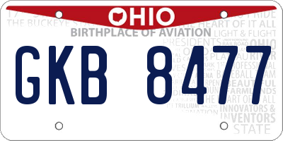 OH license plate GKB8477