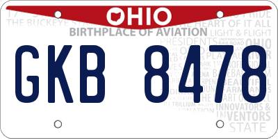OH license plate GKB8478