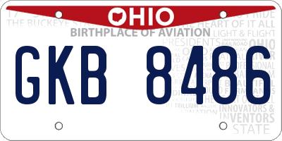 OH license plate GKB8486