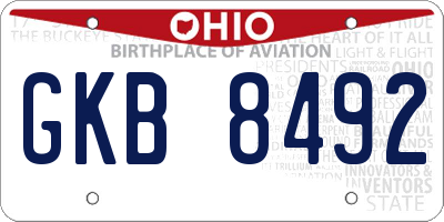 OH license plate GKB8492