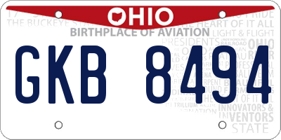 OH license plate GKB8494