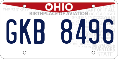 OH license plate GKB8496