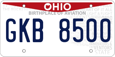OH license plate GKB8500