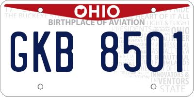OH license plate GKB8501