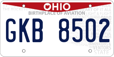 OH license plate GKB8502