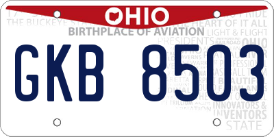 OH license plate GKB8503