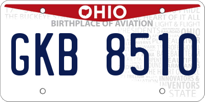 OH license plate GKB8510