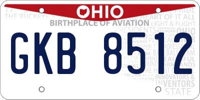 OH license plate GKB8512