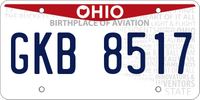 OH license plate GKB8517
