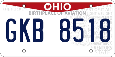 OH license plate GKB8518