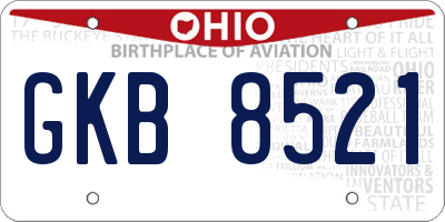 OH license plate GKB8521
