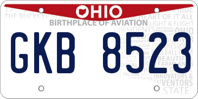 OH license plate GKB8523