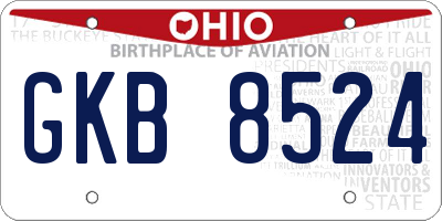 OH license plate GKB8524