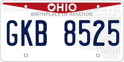 OH license plate GKB8525