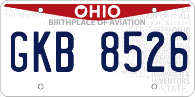 OH license plate GKB8526