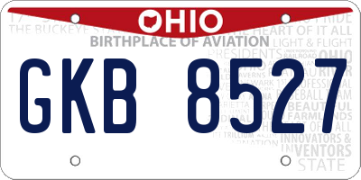 OH license plate GKB8527