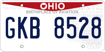 OH license plate GKB8528