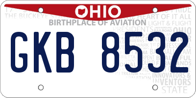 OH license plate GKB8532