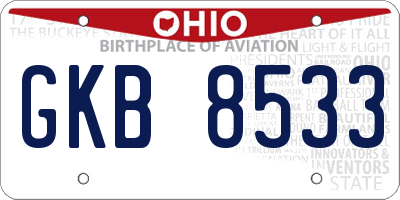 OH license plate GKB8533
