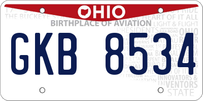 OH license plate GKB8534