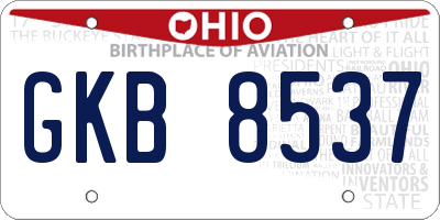 OH license plate GKB8537