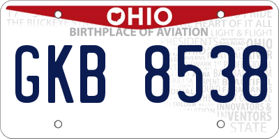 OH license plate GKB8538