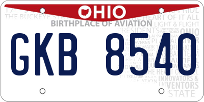 OH license plate GKB8540