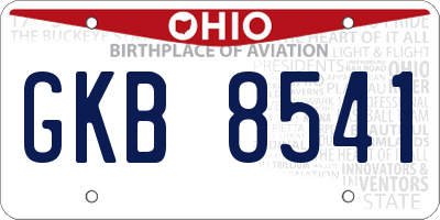OH license plate GKB8541