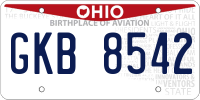 OH license plate GKB8542