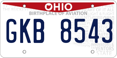 OH license plate GKB8543