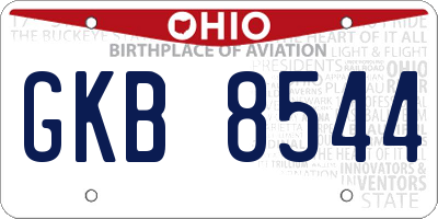 OH license plate GKB8544