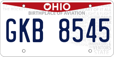 OH license plate GKB8545