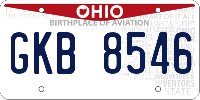 OH license plate GKB8546