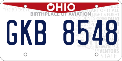 OH license plate GKB8548