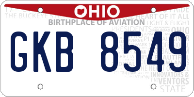 OH license plate GKB8549