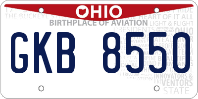 OH license plate GKB8550