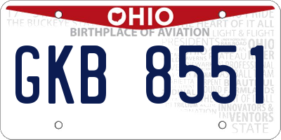 OH license plate GKB8551