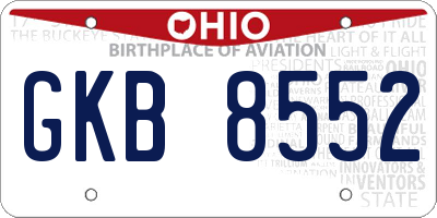 OH license plate GKB8552