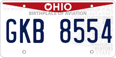 OH license plate GKB8554