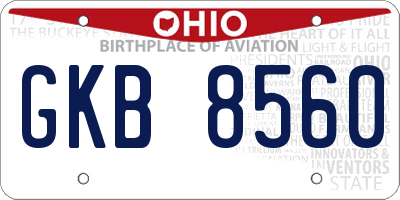OH license plate GKB8560