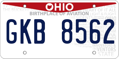 OH license plate GKB8562