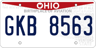 OH license plate GKB8563