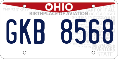 OH license plate GKB8568