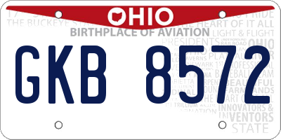 OH license plate GKB8572
