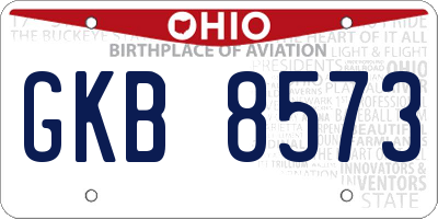 OH license plate GKB8573