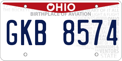 OH license plate GKB8574