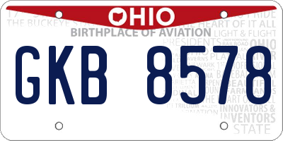 OH license plate GKB8578